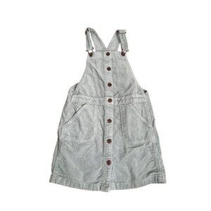 OshKosh Bgosh Girls Size 10 Light Gray Corduroy Overall Dress With Button Front